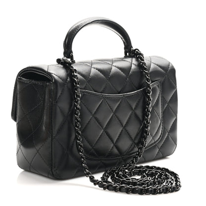 Chanel Lambskin Quilted Mini Top Handle Rectangular Flap So Black 3 of 11