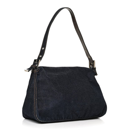Fendi Denim Mama Baguette Blue 3 of 12