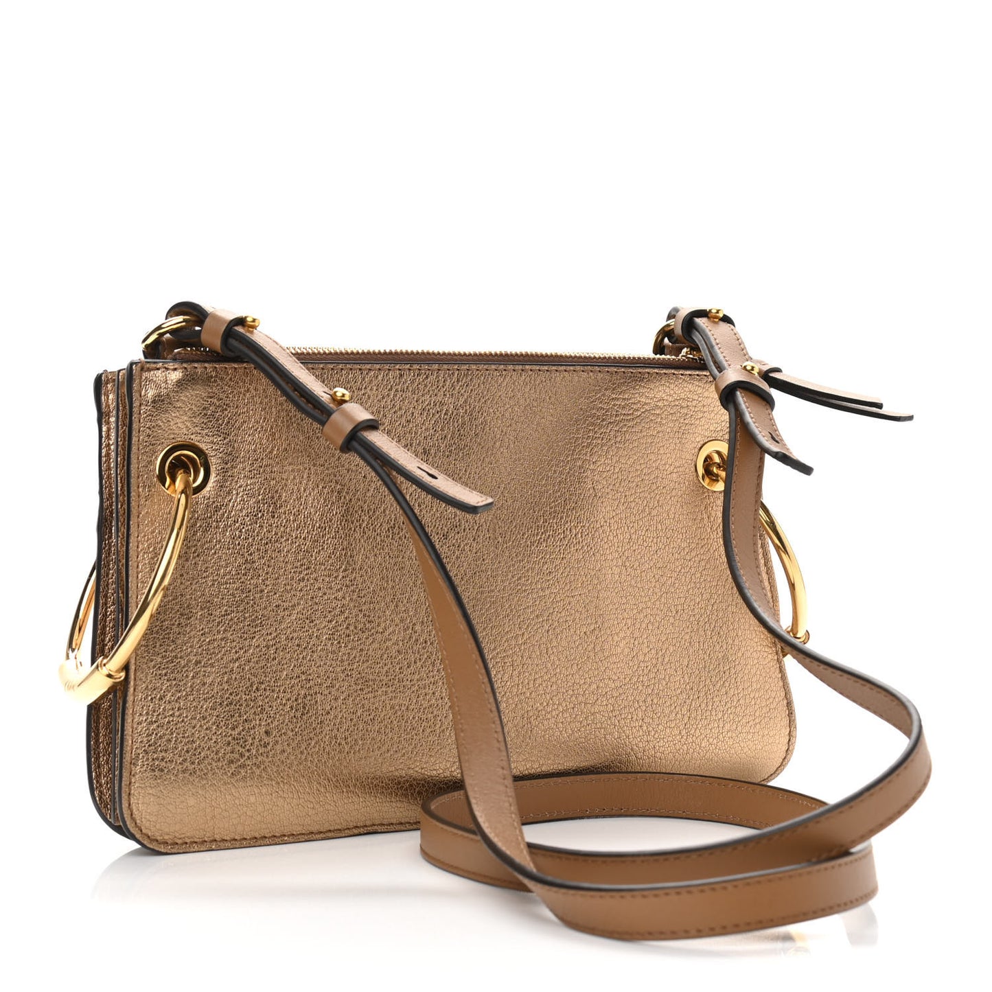 Metallic Calfskin Small Roy Bag Gold