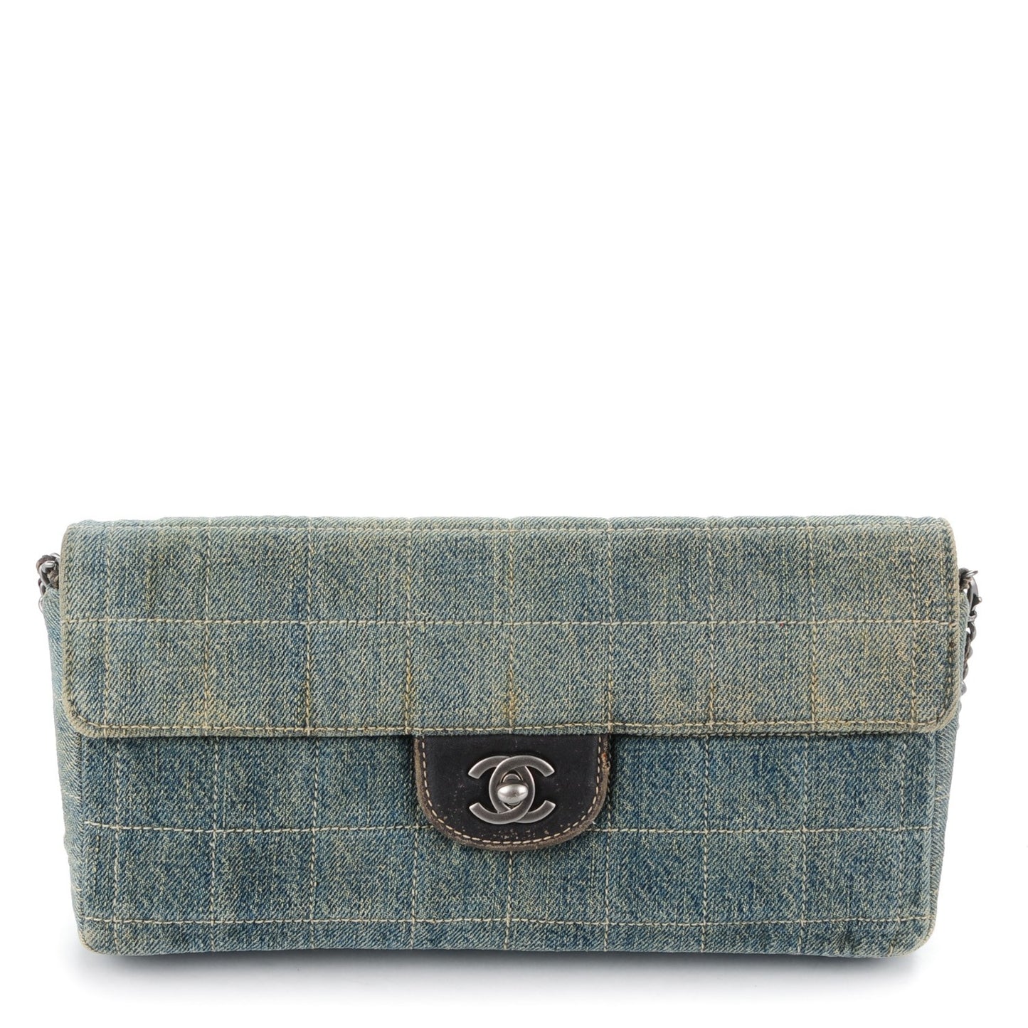 Denim Chocolate Bar Quilted East West Flap