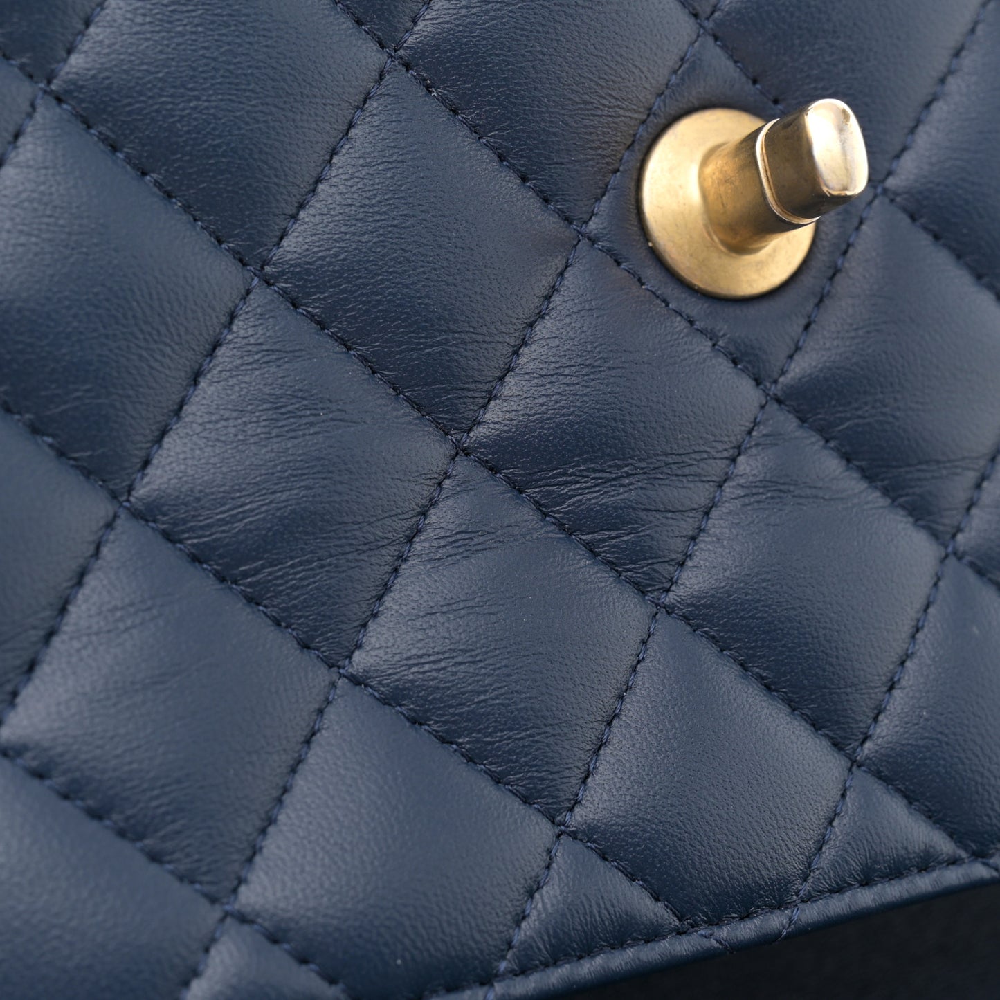 Lambskin Quilted Mini Metal Top Handle Rectangular Flap Blue