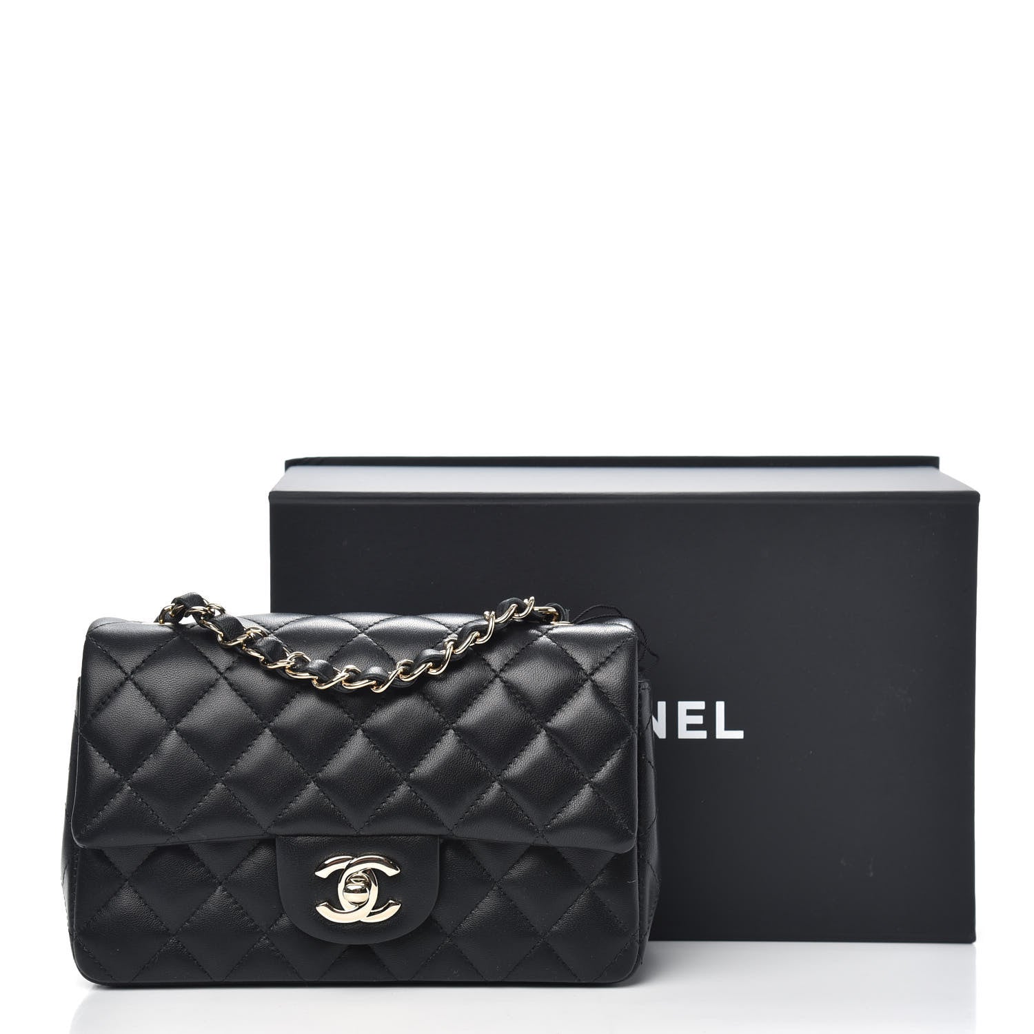 Chanel Lambskin Quilted Mini Rectangular Flap Black 10 of 10