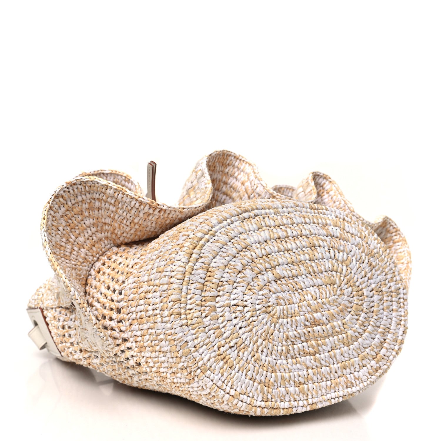 Loewe Raffia Calfskin Sequin Balloon Ruffles Bucket Bag Natural White 4 of 10