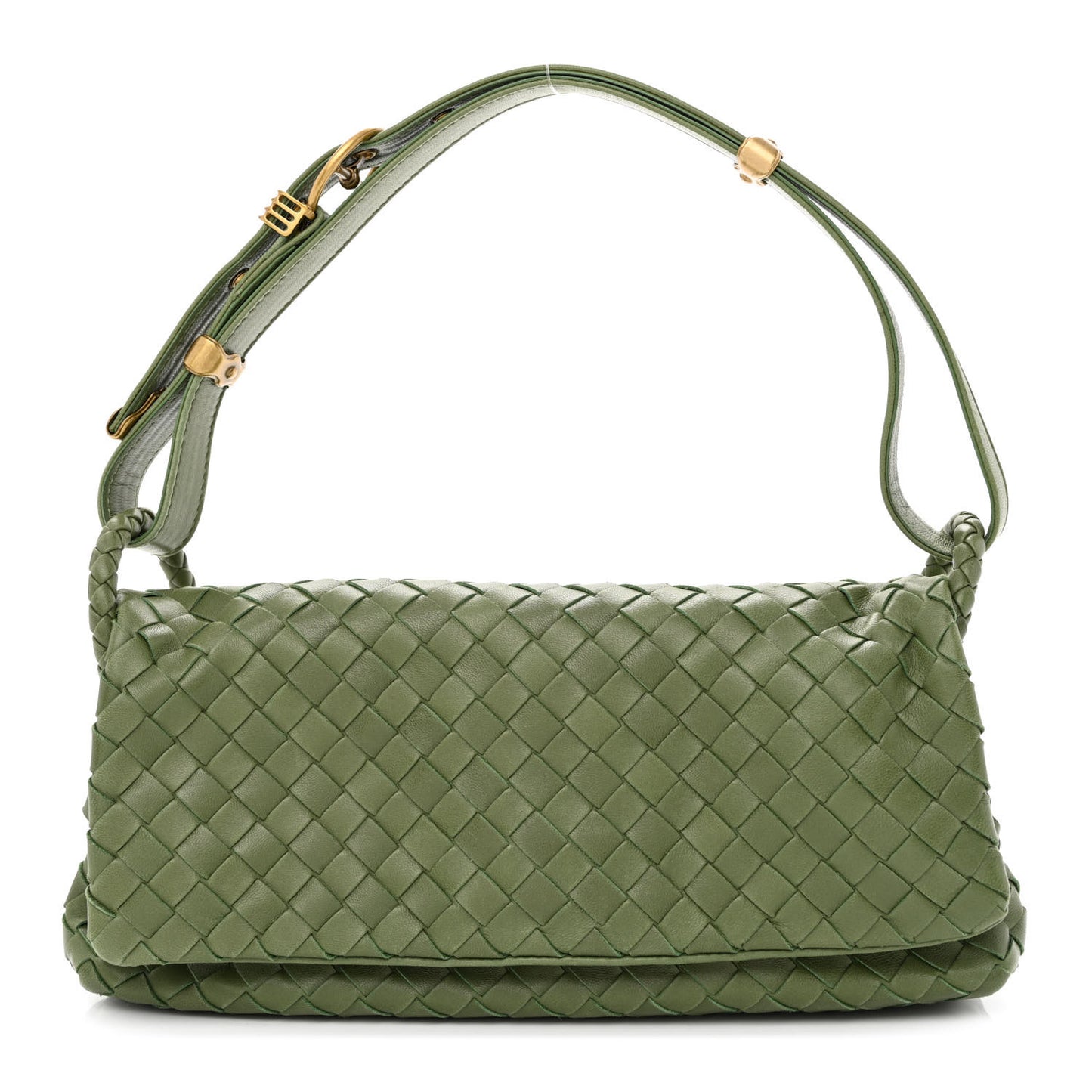 Nappa Intrecciato Mini Flap Shoulder Bag Foglia