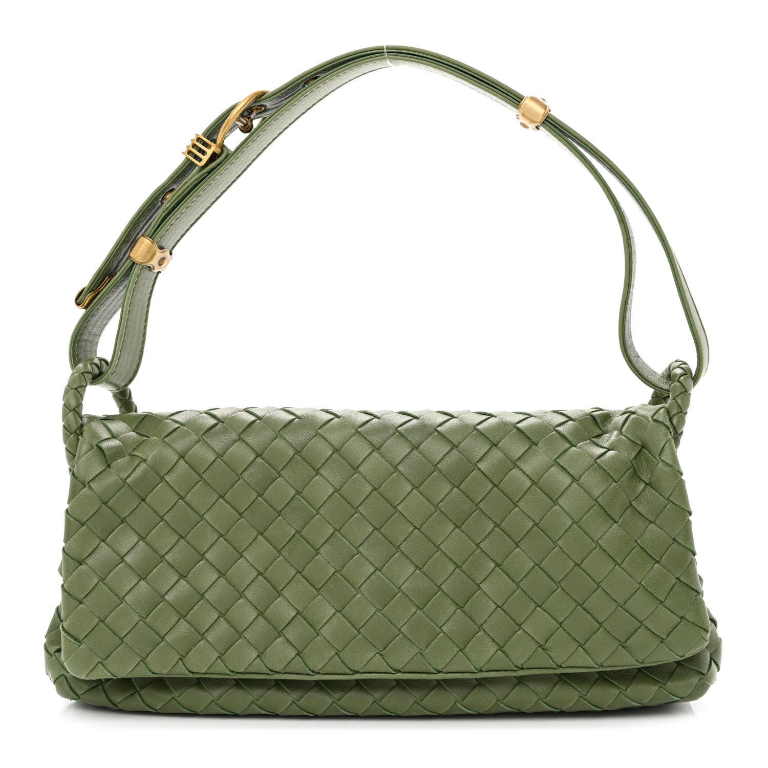 Bottega Veneta Nappa Intrecciato Mini Flap Shoulder Bag Foglia 1 of 9