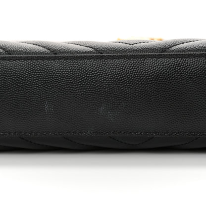 Saint Laurent Grain De Poudre Matelasse Chevron Large Monogram Satchel Black 13 of 16