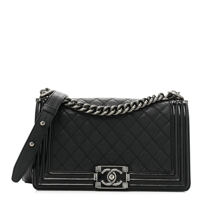 Chanel Goatskin Quilted Patent Medium Duo Boy Flap Black 1 of 15