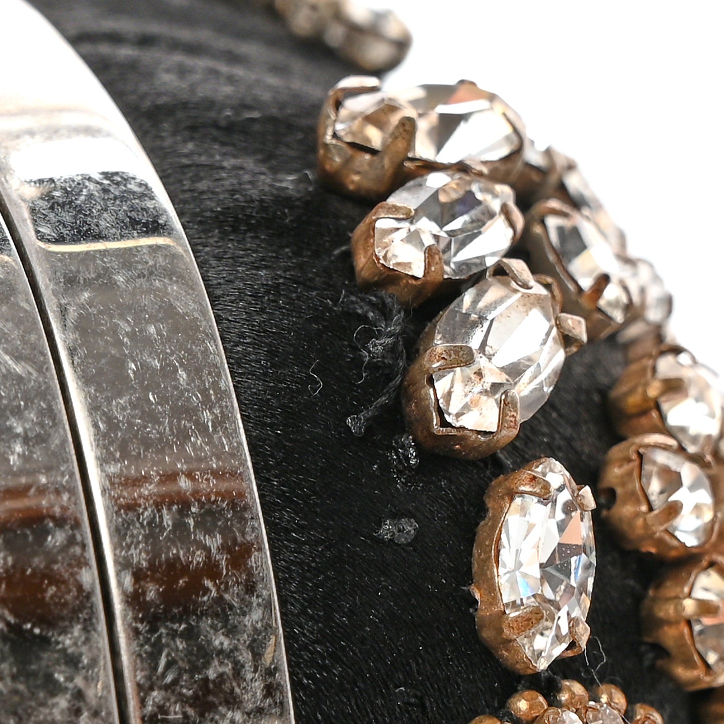 Satin Embellished Floral Knuckle Duster Box Clutch Black