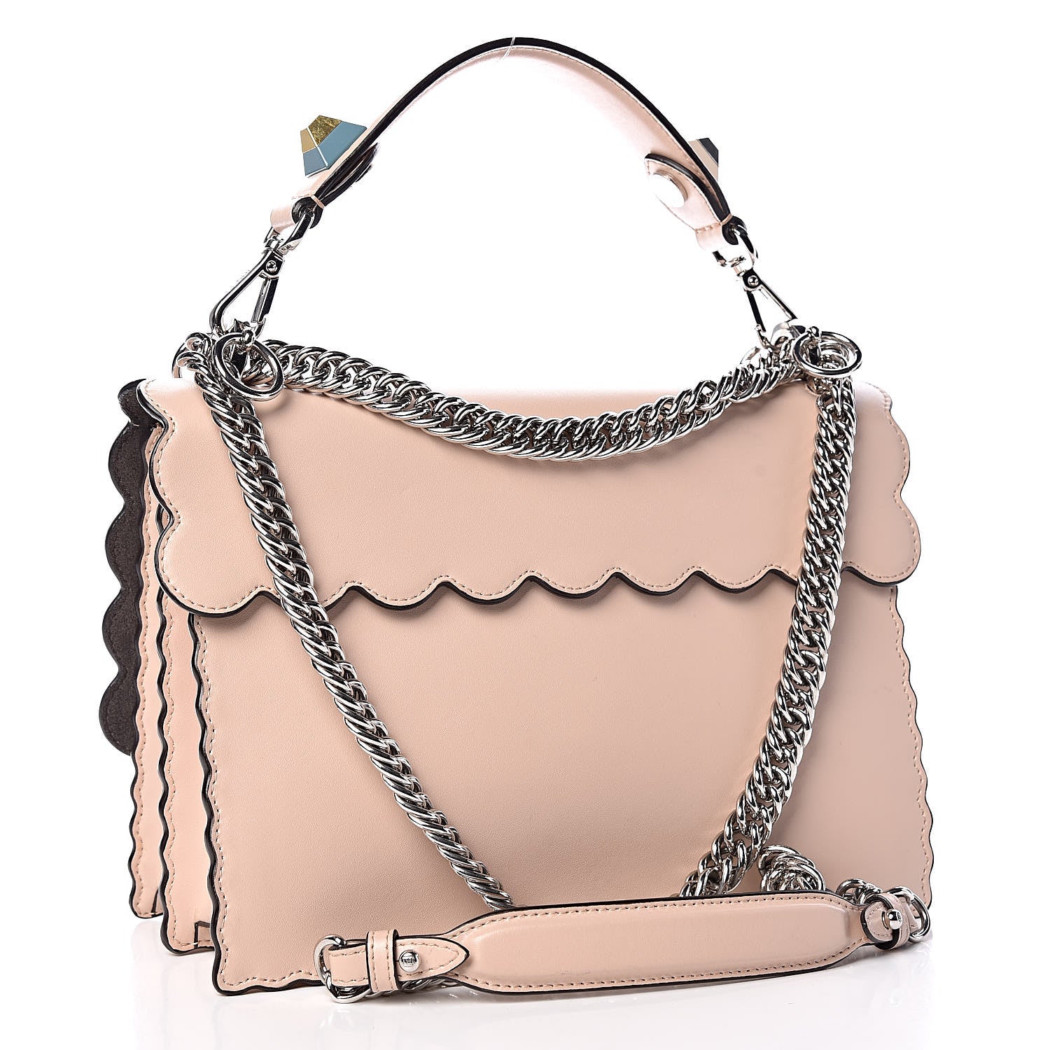 Fendi Vitello Liberty Scalloped Studded Kan I Shoulder Bag Plaster 3 of 9