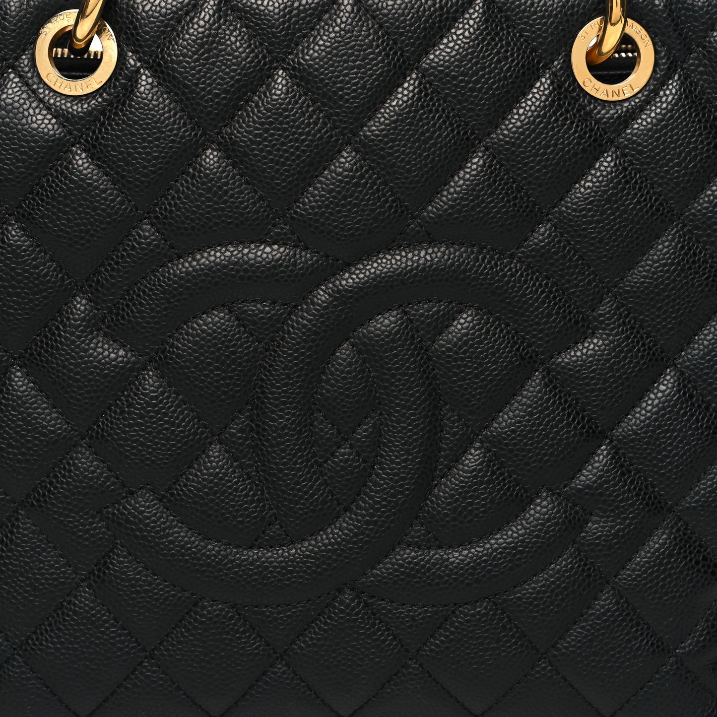 Caviar Quilted Grand Shopping Tote GST Black