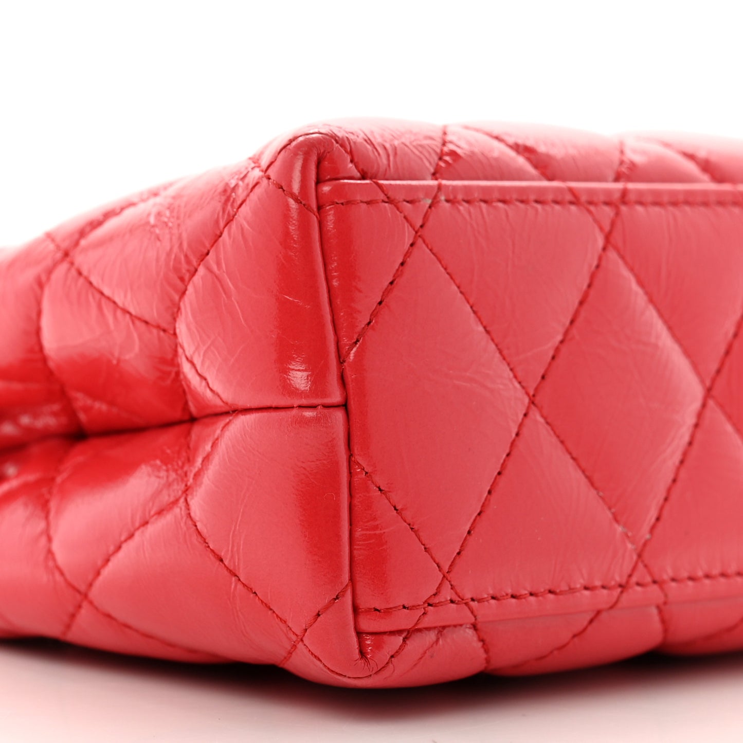 Shiny Aged Calfskin Quilted Nano Kelly Shopper Dark Red