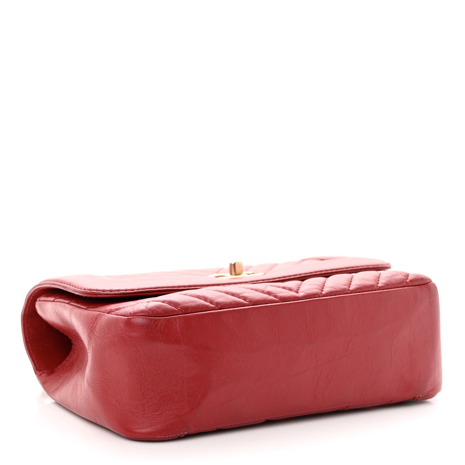 Chanel Calfskin Chevron Quilted Top Handle Flap Red 4 of 10