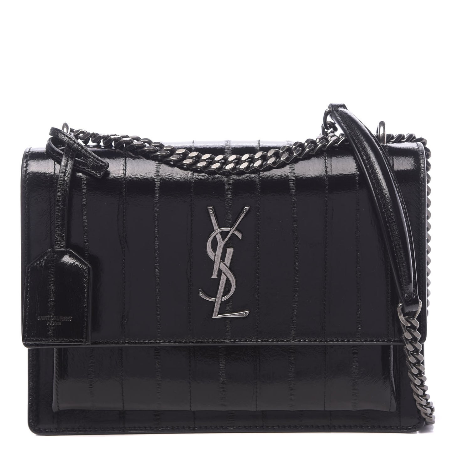 Glossy Eelskin Medium Monogram Sunset Black