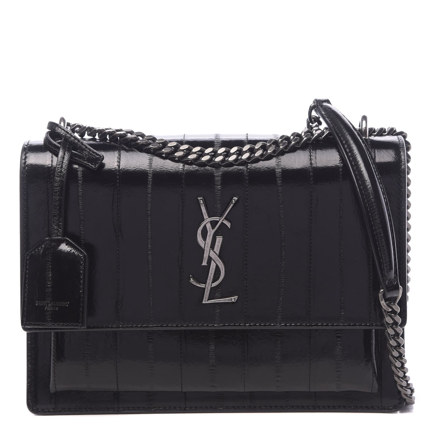 Saint Laurent Glossy Eelskin Medium Monogram Sunset Black 1 of 10