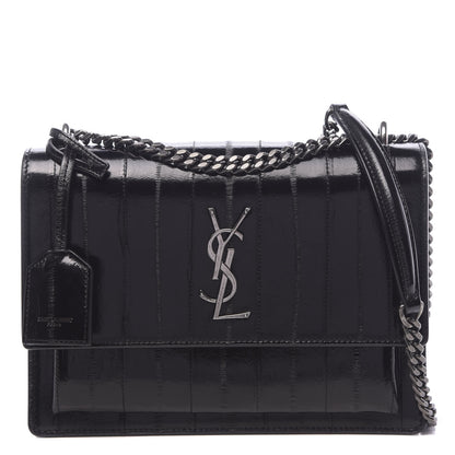Saint Laurent Glossy Eelskin Medium Monogram Sunset Black 1 of 10