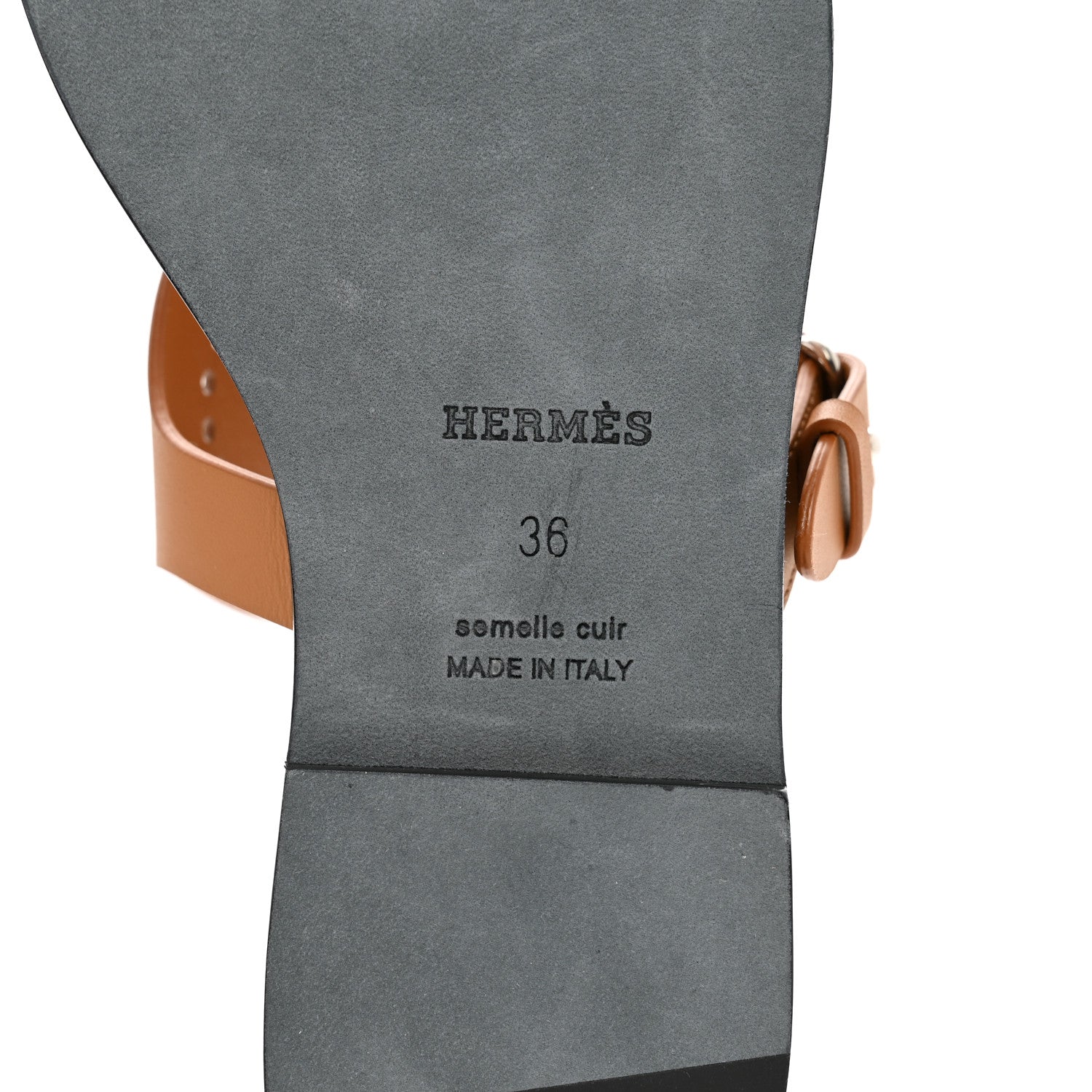 Hermes Calfskin Perforated Hera Sandals 36 Naturel 6 of 9