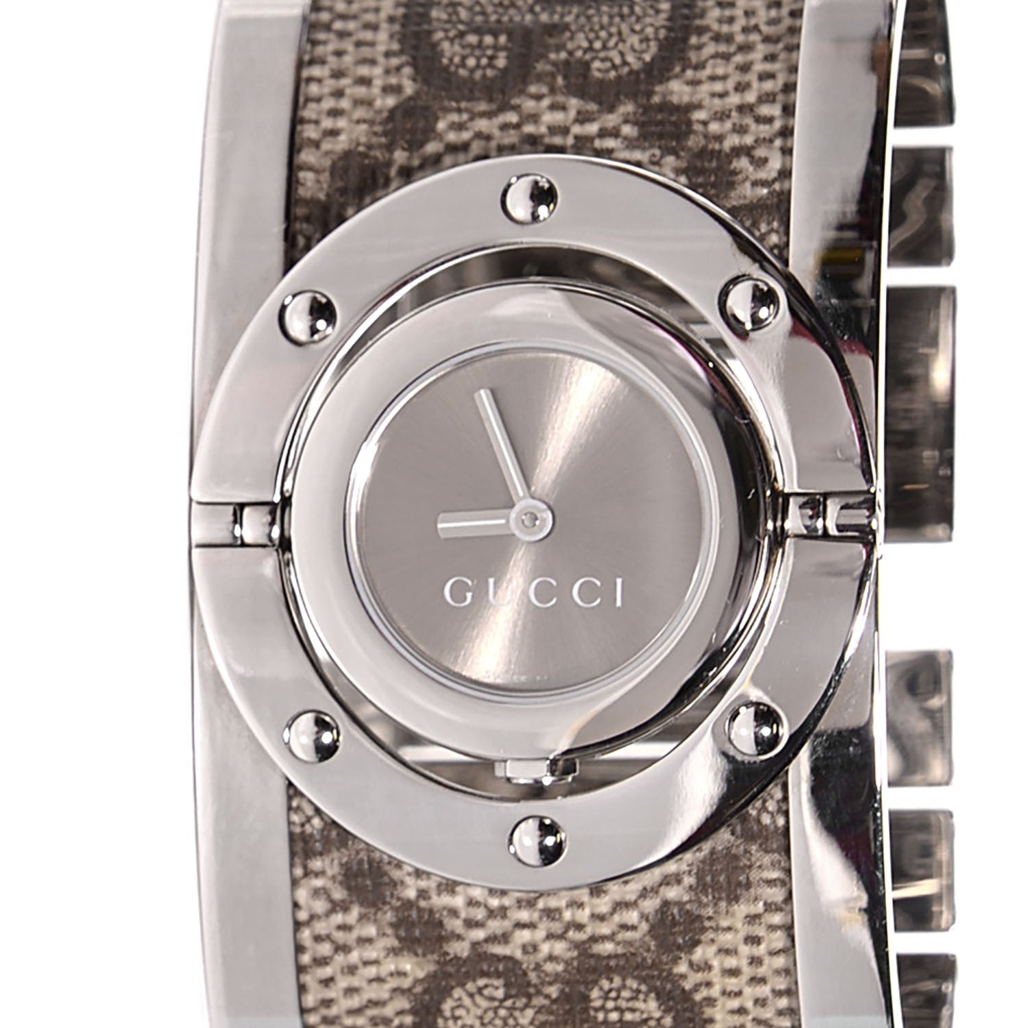 Gucci Stainless Steel Canvas 33mm Twirl Monogram Quartz Watch Brown 1 of 7