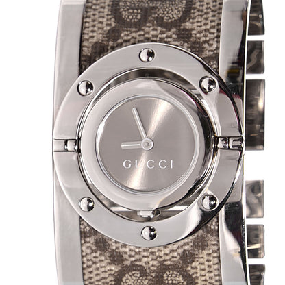 Gucci Stainless Steel Canvas 33mm Twirl Monogram Quartz Watch Brown 1 of 7