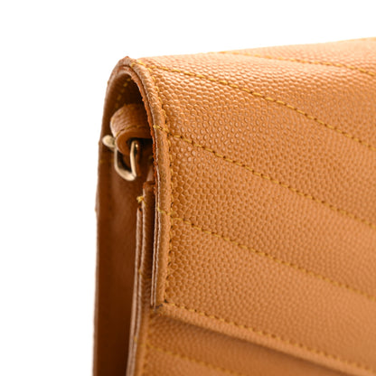 Saint Laurent Grain De Poudre Matelasse Chevron Cassandre Chain Wallet Senape Yellow 18 of 20