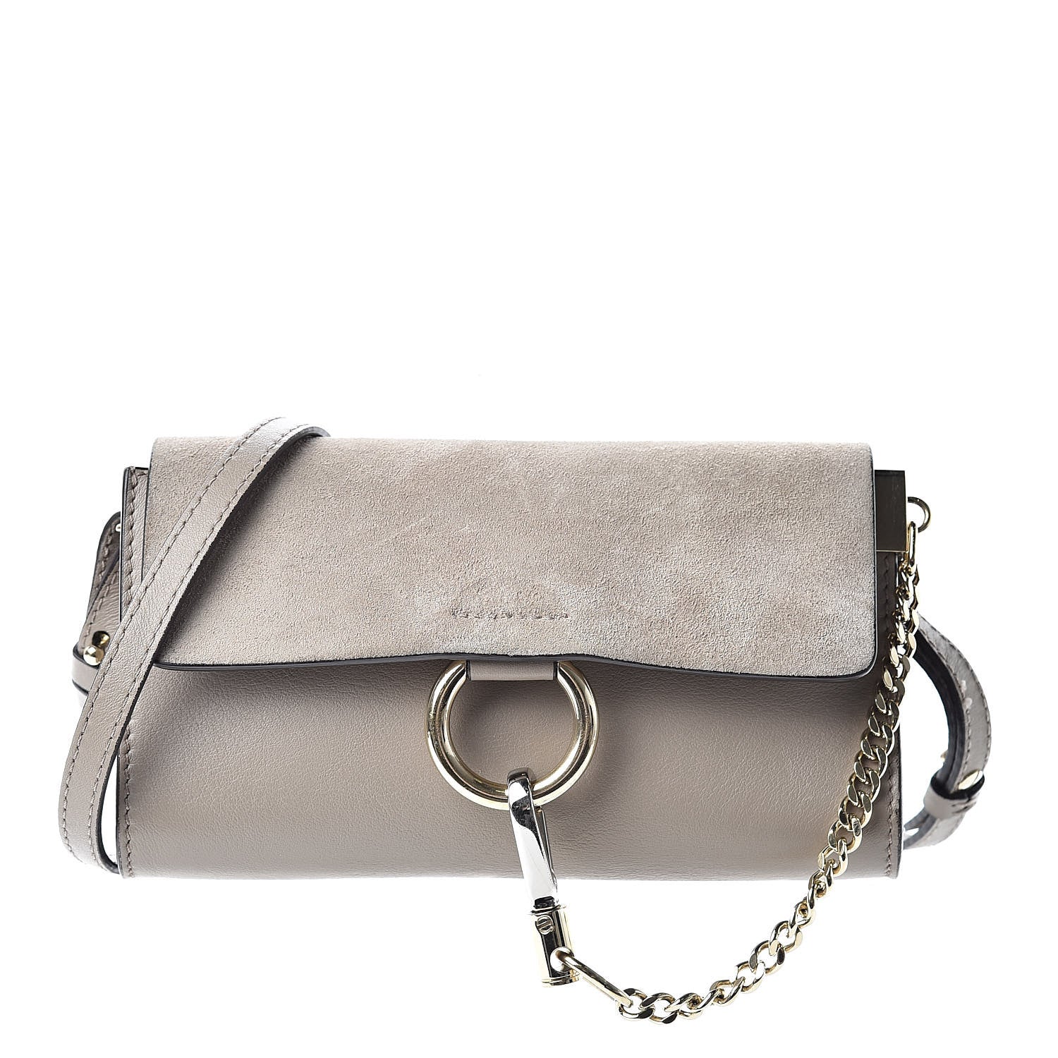 Chloe Suede Calfskin Mini Faye Shoulder Bag Motty Grey 1 of 12