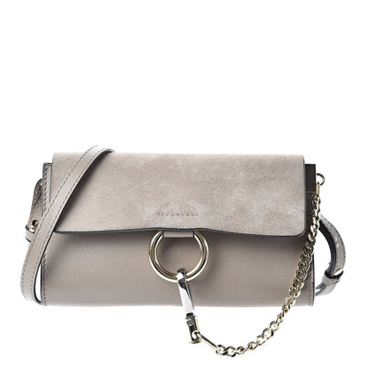 Chloe Suede Calfskin Mini Faye Shoulder Bag Motty Grey 1 of 12