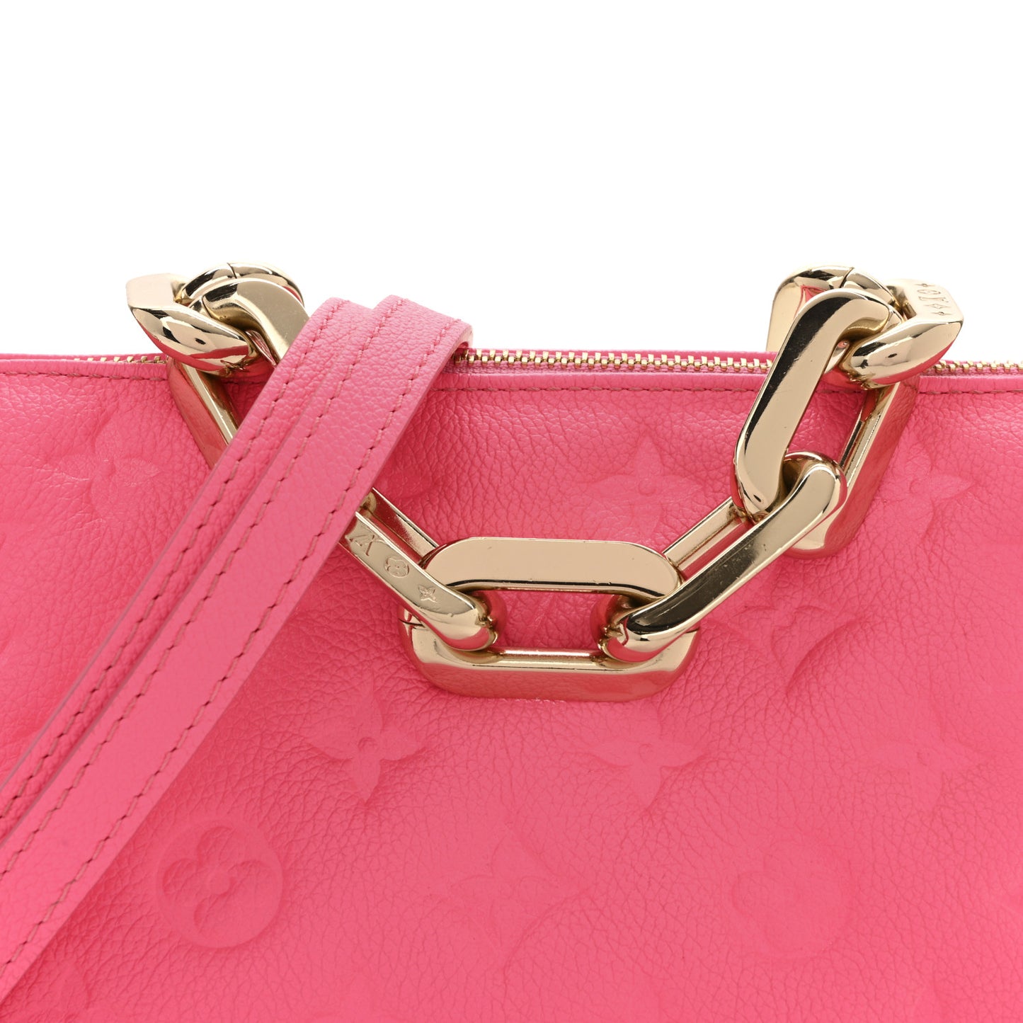 Calfskin Embossed Monogram Coussin BB Rose Fluo