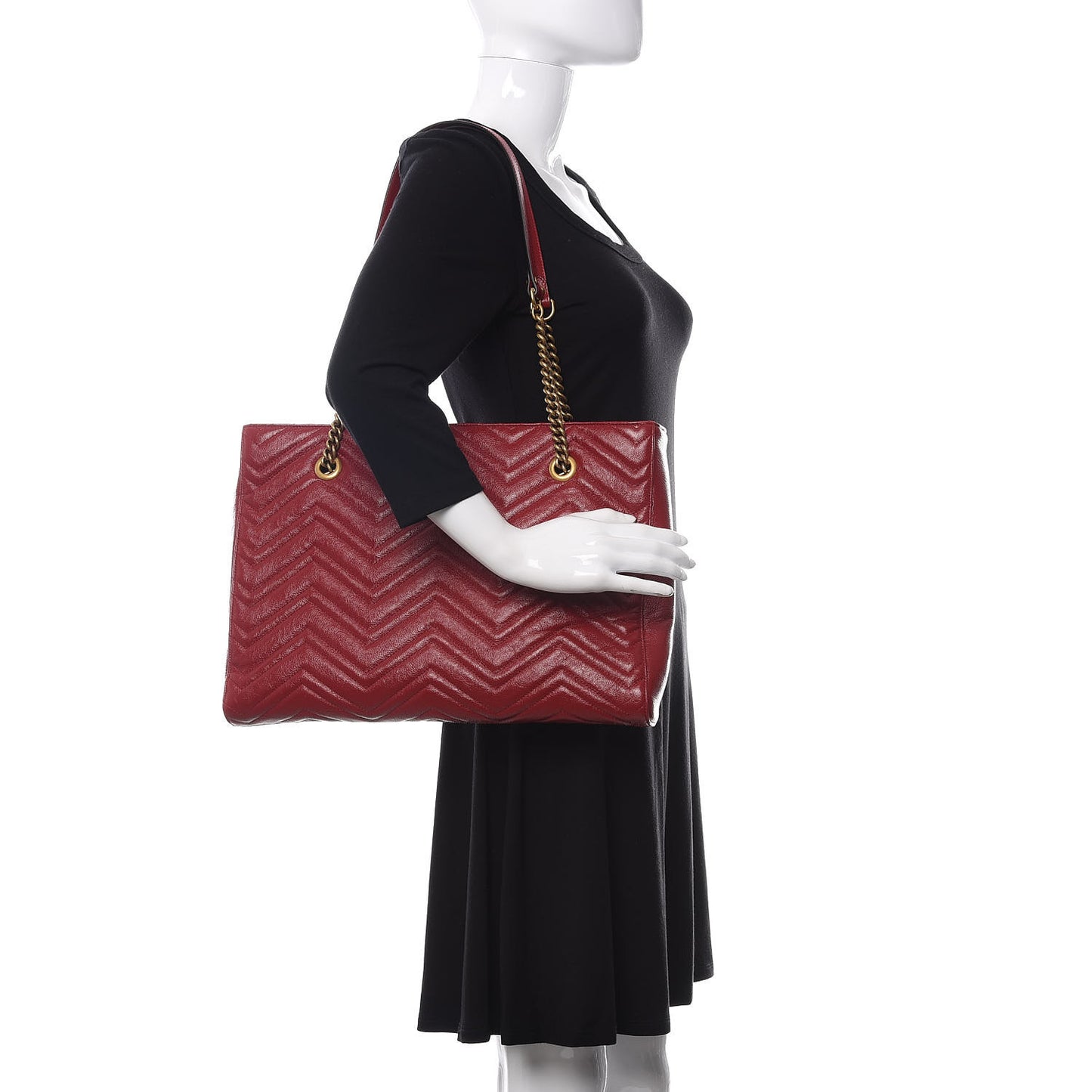 Azalea Calfskin Matelasse Medium GG Marmont Slim Tote Romantic Cerise