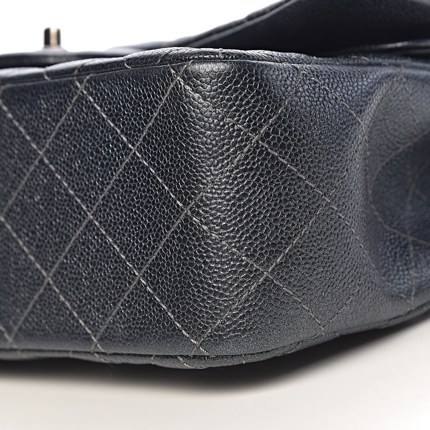 Pearly Caviar Quilted Jumbo Double Flap Black