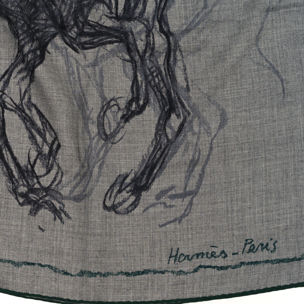 Hermes Cashmere Silk Pirouette au Galop Shawl 140 Gris Chine Prune Vert 2 of 3