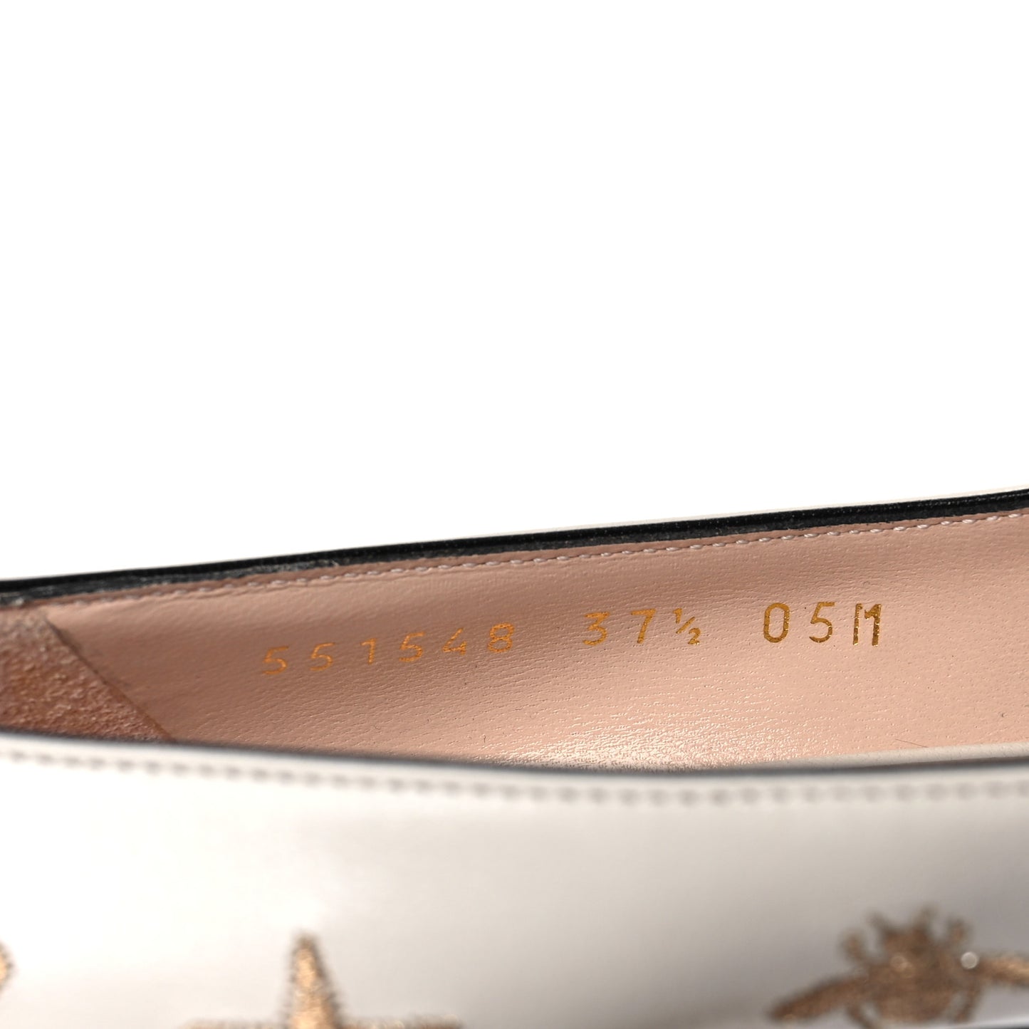 Quentin Goatskin Bee Star Embroidered GG Marmont Fringe 50mm Loafer Pumps 37.5 Mystic White