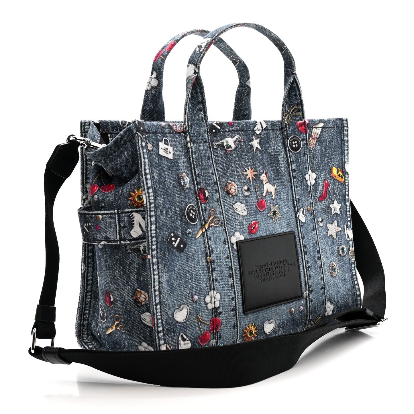 The Trompe L'Oeil Trinket Denim Canvas Medium The Tote Bag Blue