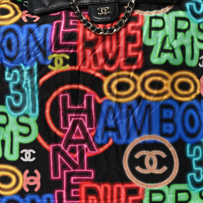 Chanel Caviar Fabric Graffiti Foldable Tote Bag With Chain Black Multicolor 14 of 19