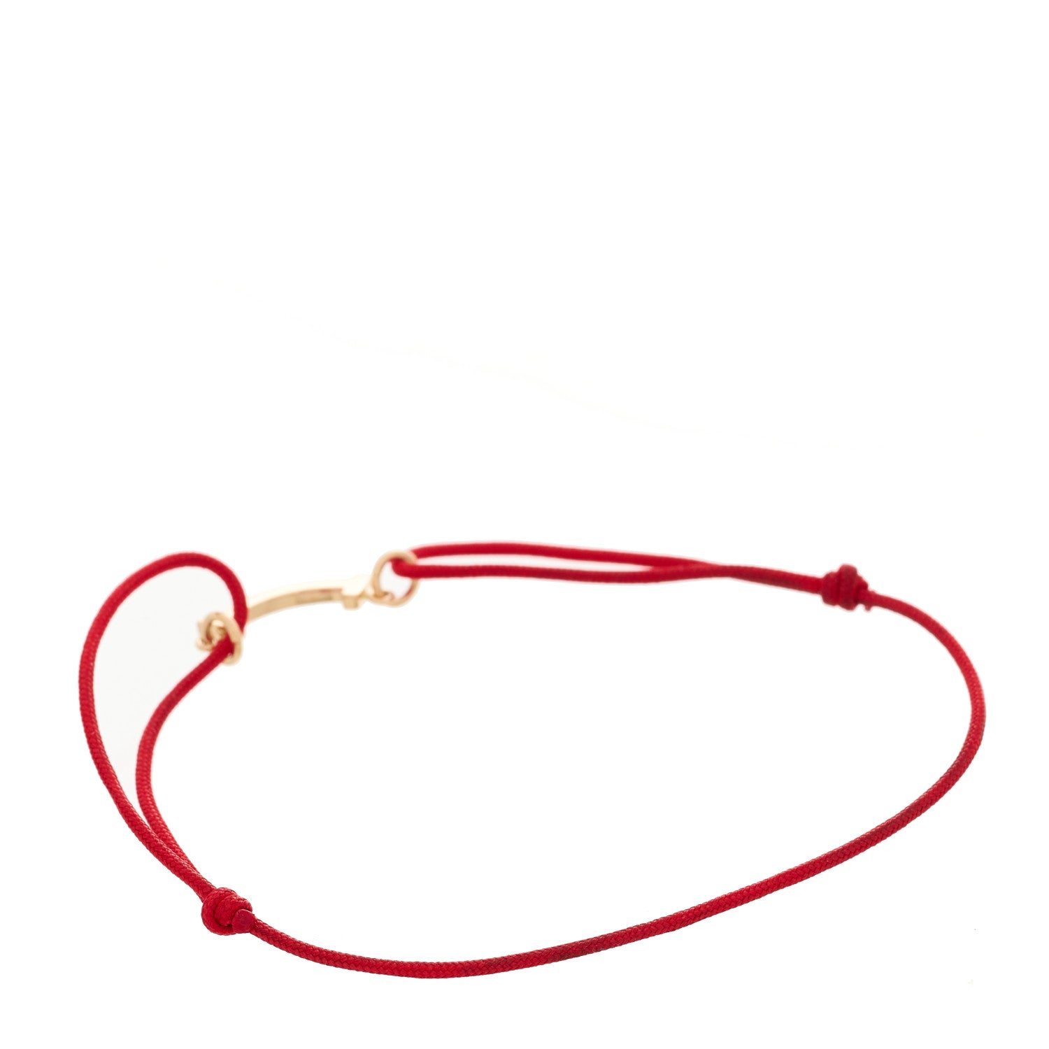 Tiffany 18K Rose Gold Mini T Smile Cord Bracelet Red 2 of 3
