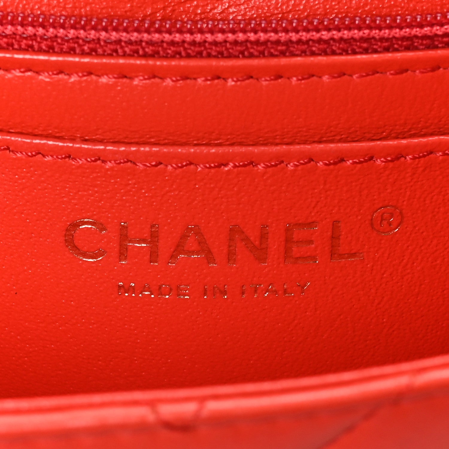 Chanel Lambskin Chevron Quilted Mini Rectangular Flap Red 6 of 13