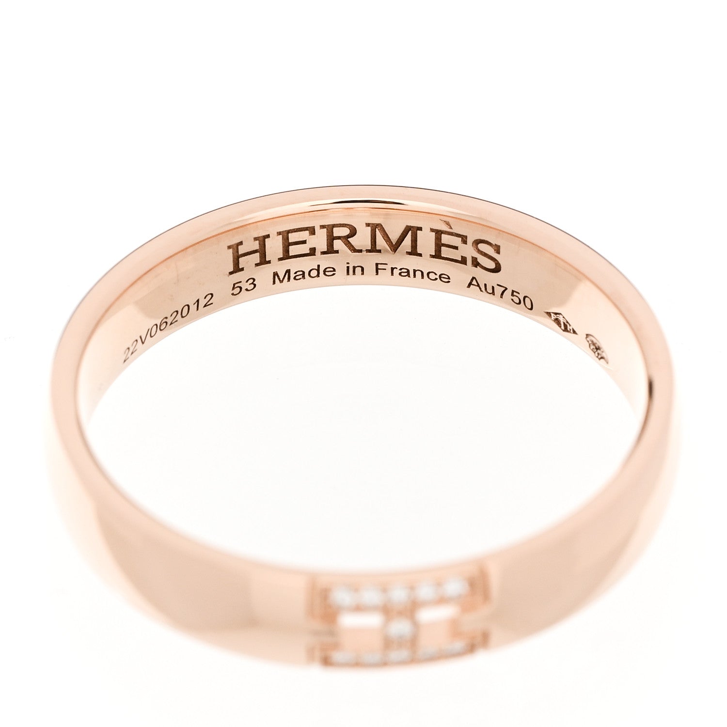 Hermes 18K Rose Gold Diamond Ever Herakles Wedding Band Ring 53 6.5 4 of 5