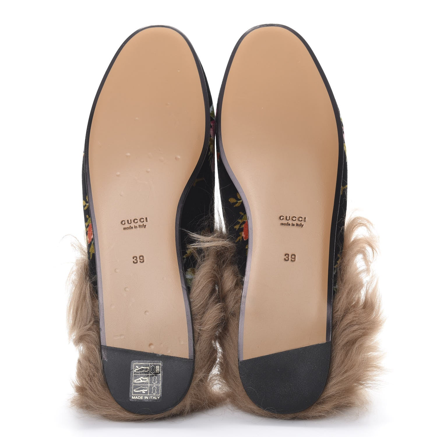 Gucci Velvet Fur Floral Womens Princetown Slippers 39 Black 5 of 9
