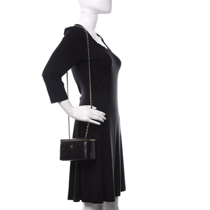 Chanel Lambskin Quilted Small Vanity Case With Chain Black 2 of 11