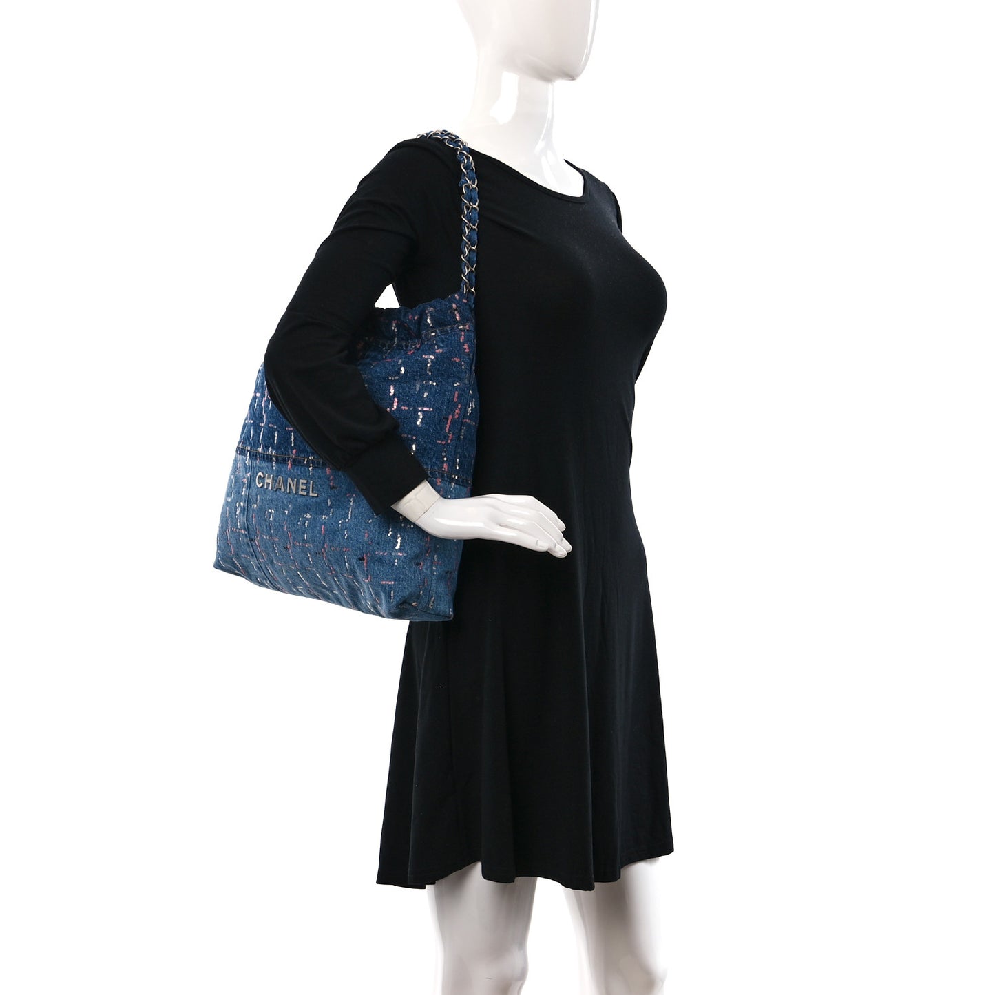 Denim Sequin Chanel 22 Blue