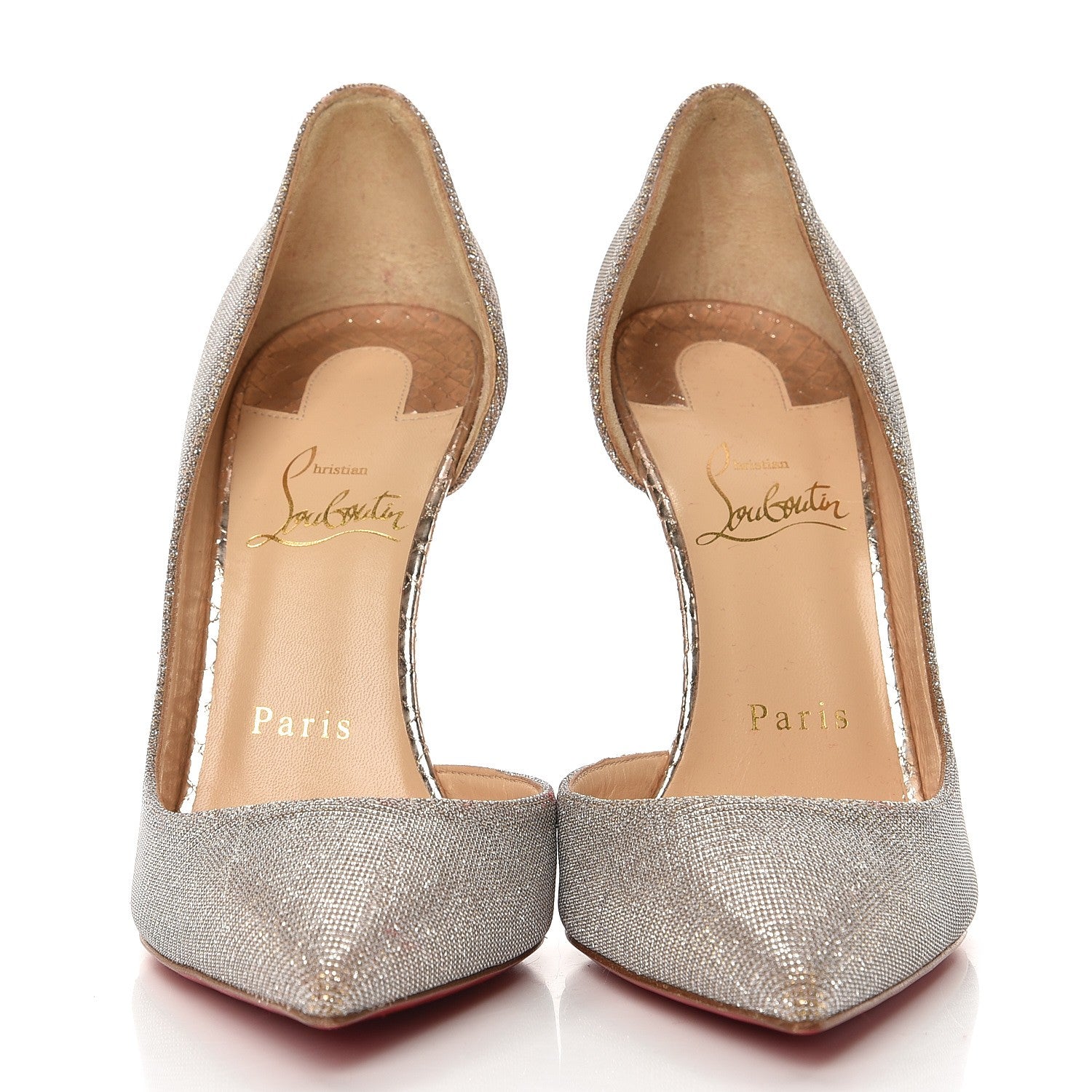 Christian Louboutin Glitter Luminor Iriza 100 Pumps 37.5 Gold 3 of 8