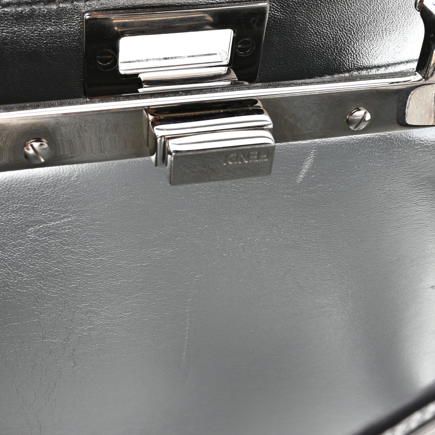Fendi Rock Millenium Laminata Small Peekaboo I SEE U Satchel Argento 12 of 16