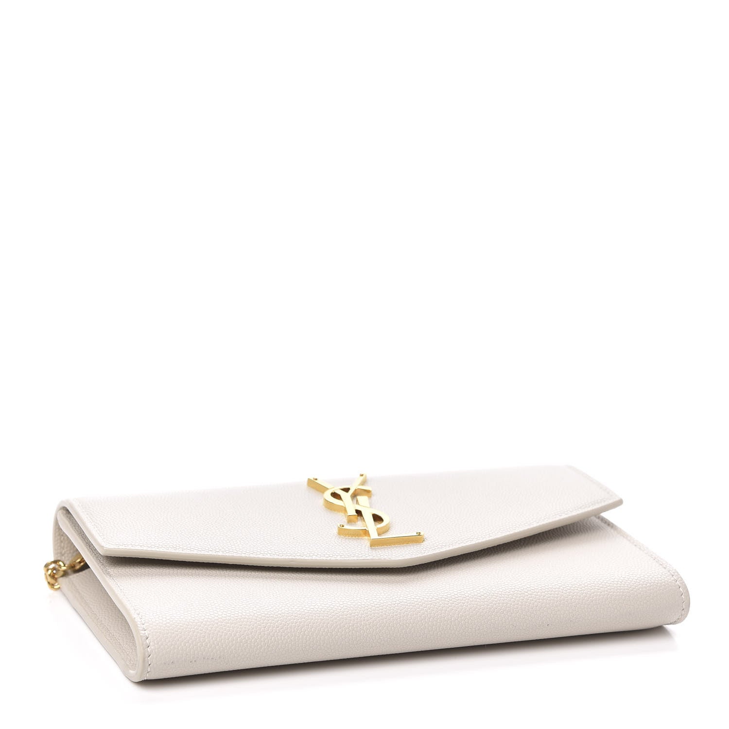 Saint Laurent Grain De Poudre Monogram Uptown Chain Wallet Dark Latte 4 of 12