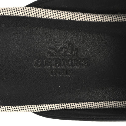 Hermes Canvas Calfskin Womens Groupie Mules 39.5 Prunoir Black 9 of 9