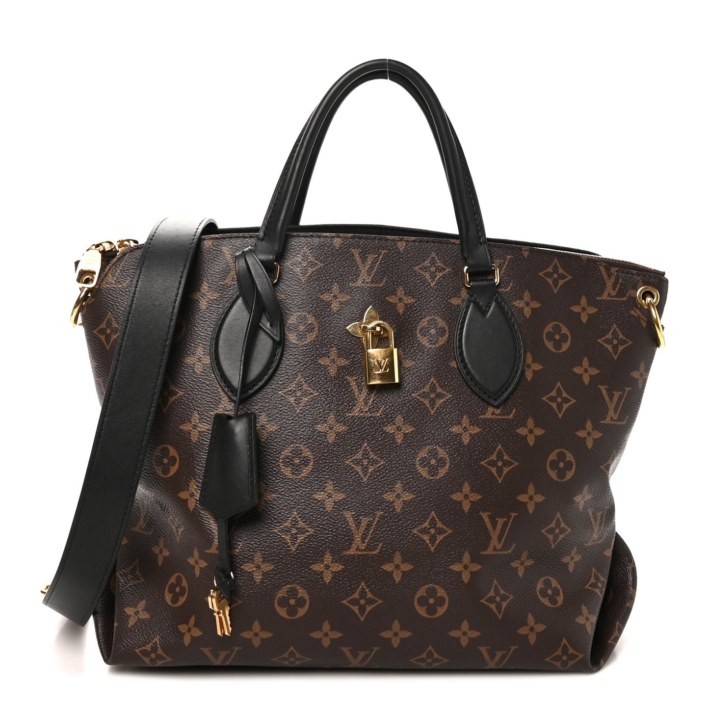 Monogram Flower Zipped Tote MM Black