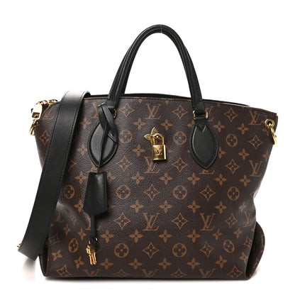 Louis Vuitton Monogram Flower Zipped Tote MM Black 1 of 9