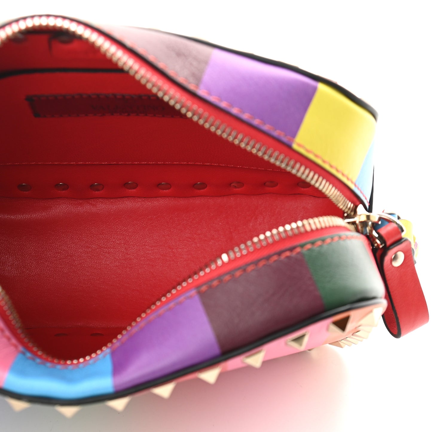 Vitello 1973 Rockstud Camera Crossbody Bag Multicolor