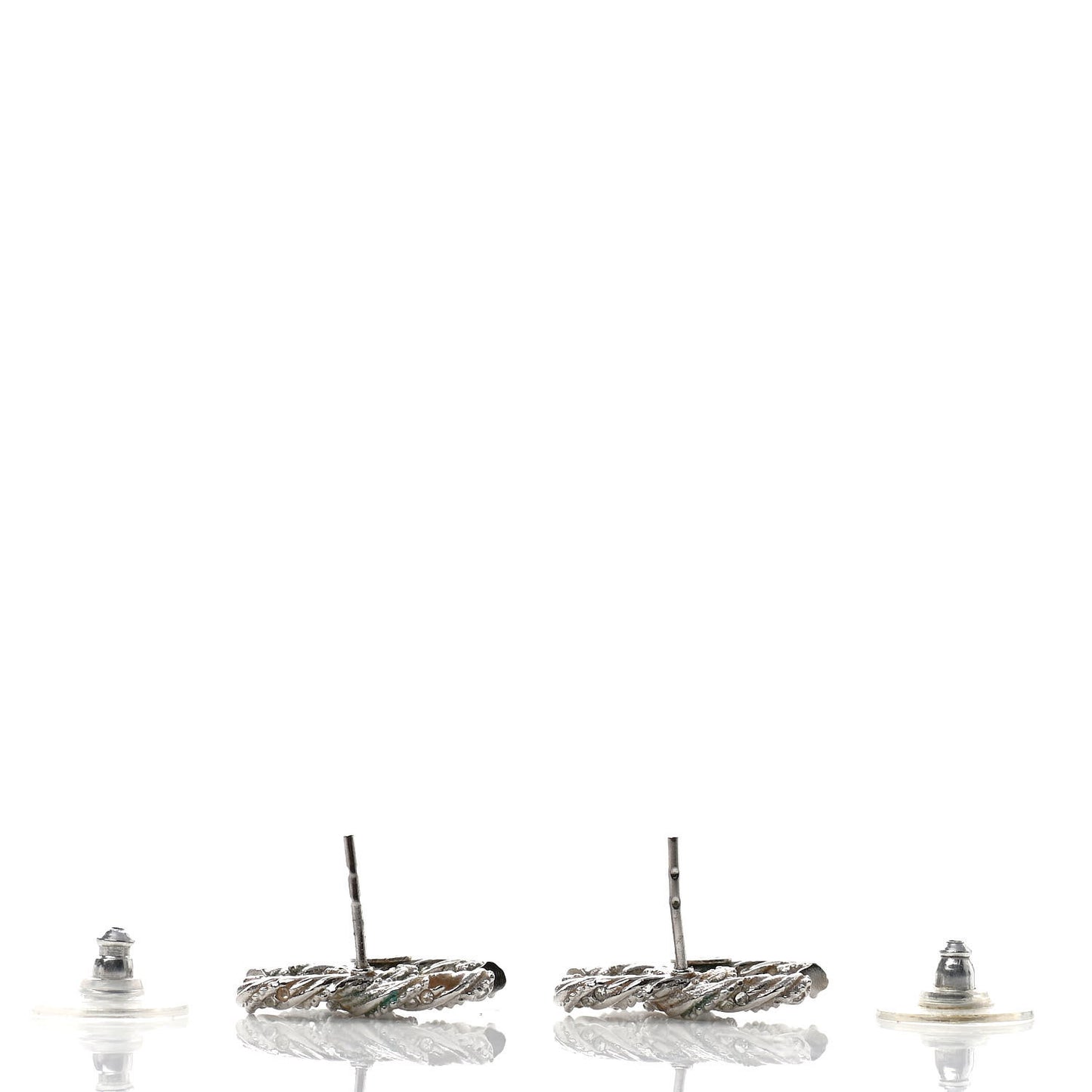 Crystal CC Twisted Earrings Silver