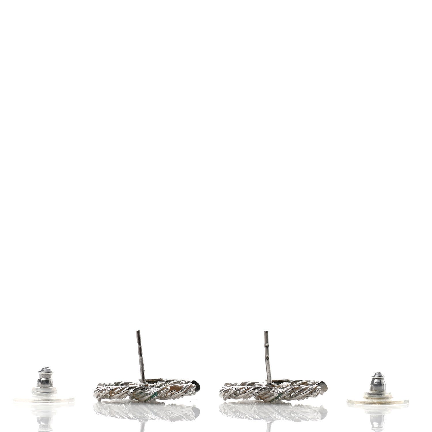 Chanel Crystal CC Twisted Earrings Silver 3 of 4