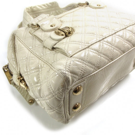 Patent Quilted Ursula Handbag Chalk