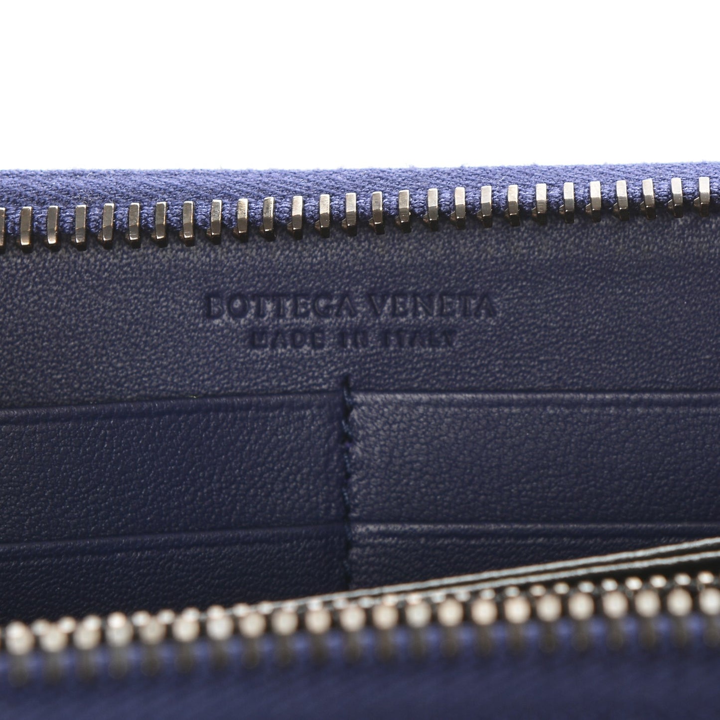 Nappa Intrecciato Zip Around Wallet Blue