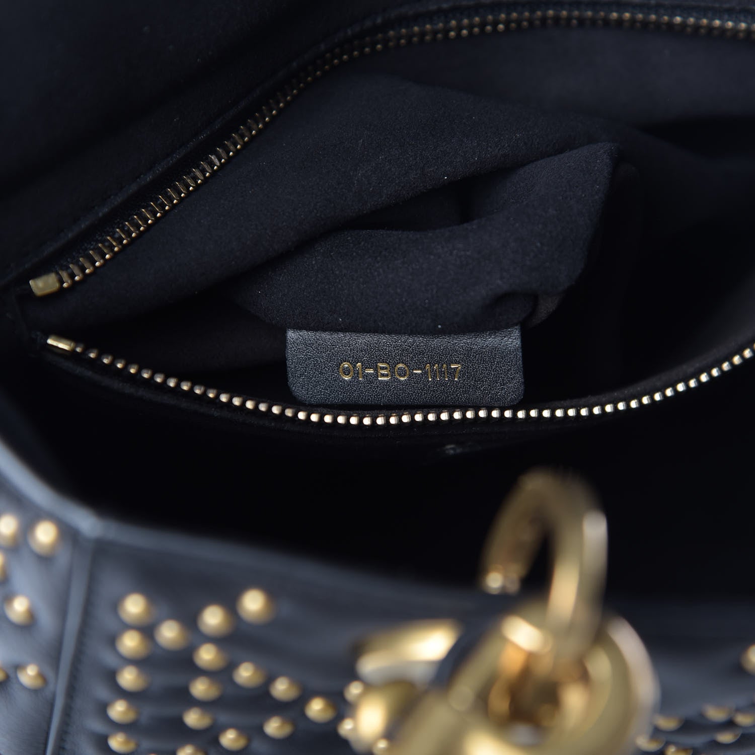 Christian Dior Calfskin Cannage Studded Medium Supple Lady Dior Black 7 of 11